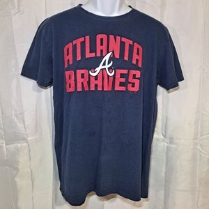Dad 1 Atlanta Braves T-shirt Men's Large Blue/Red/White Fanatics Short Sleeve